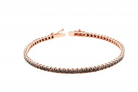 Bratara tennis aur rose 18k cu diamante negre