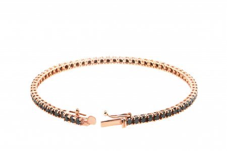 Bratara tennis aur rose 18k cu diamante negre